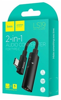 Audio конвертер Hoco LS - 19 для Type C (Type C → Type C + Jack 3,5) 110887 - фото 1559