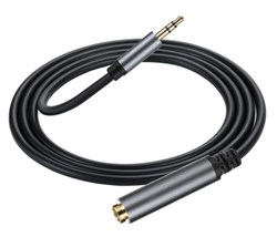 Кабель AUX (Jack 3,5 - Jack 3,5 мама) удлинитель серый (1m) 110101