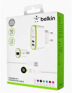 Набор зарядных устройств BELKIN СЗУ (2 USB) + АЗУ + micro usb 109651