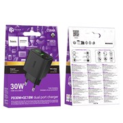 СЗУ Hoco CS84A 1 USB (QC3.0) + 1 Type-C (PD 30W) (быстрая зарядка) 113806