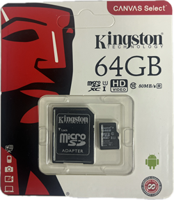 Карта памяти Micro SD Kingston - 64 gb (+ SD адаптер) 10kl 110761