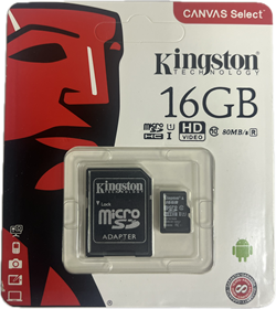 Карта памяти Micro SD Kingston - 16 gb (+ SD адаптер) 10kl 110759