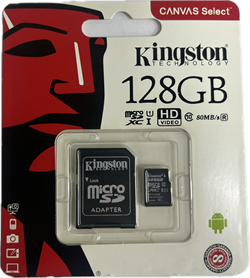 Карта памяти Micro SD Kingston - 128 gb (+ SD адаптер) 10kl 110762