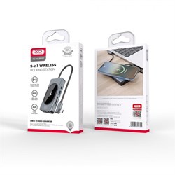 HUB XO HUB007 Type-C to USB 2.0 (480 Mbps) ;HDMI ;Ethernet port (5 Gbps) ;SD,Micro SD (480 Mbps) ;беспроводная зарядка(15W) ;Jack 3,5 110937