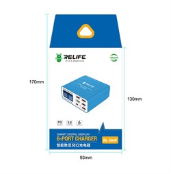 USB тестер Relife RL - 304P с дисплеем 5 USB + 1 Type C (универс.зар.устройство) 107888