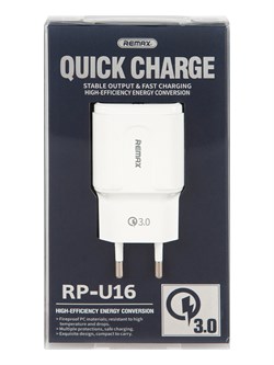 СЗУ Remax RU - U16 1 USB (3 мАч) QC3.0 (быстрая зарядка) 109719