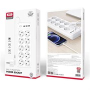 Сетевой фильтр-удлинитель XO WL07 (2м) (10AC + 3USB 3.1A) 109732